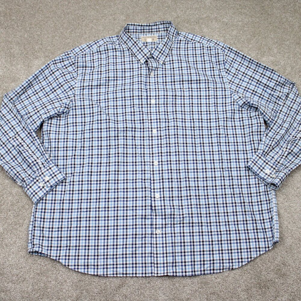 Duluth Wrinklefighter Shirt Adult 3XL XXXL Blue/White‎ Checkered L/S Button Up